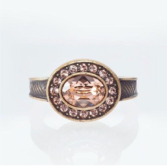 Touchstone Crystal Jewelry - Touchstone Crystal by swarovski Sonoma rose gold bronze halo jewelry ring size 6